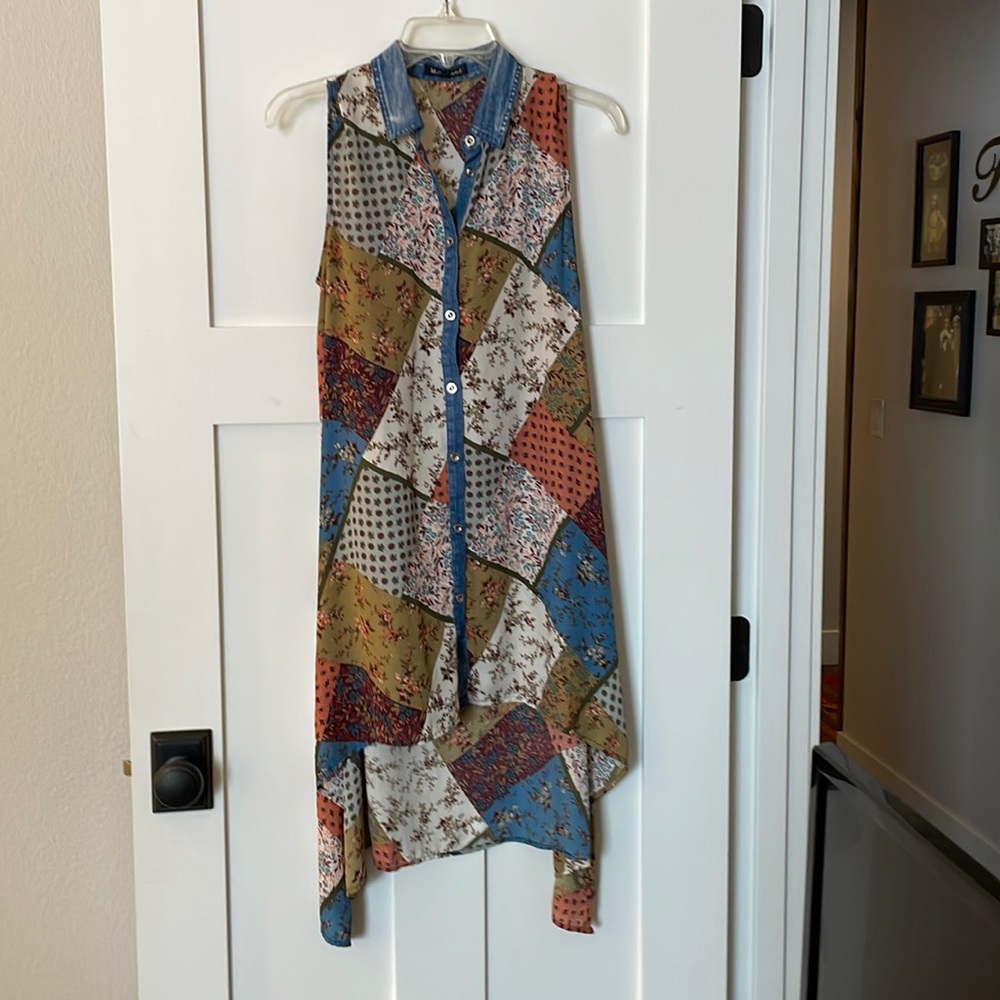 Sheer multi colored sleeveless duster
